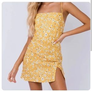 NWOT Princess Polly Dawson Slip Mini Dress Floral Daisies Yellow Size 2